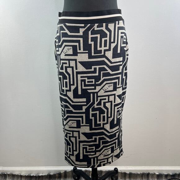 Richard Allan x H&M Black White Midi Skirt Knit Geometric Elastic Waist Medium M - Picture 2 of 11